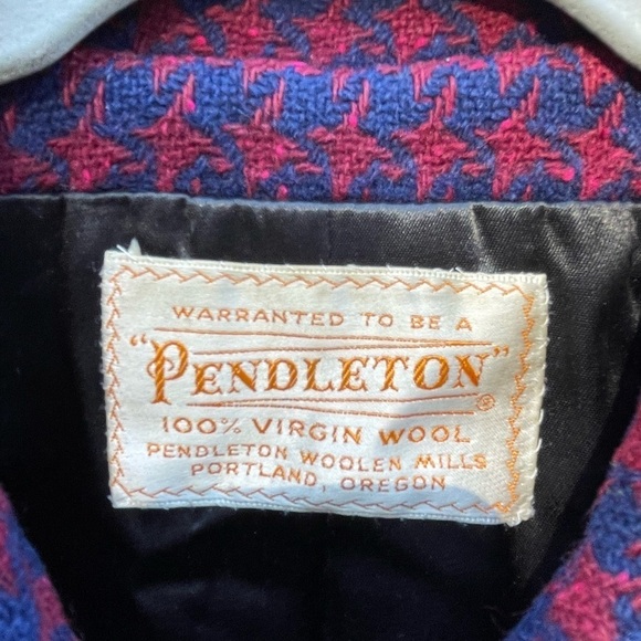 Vintage Pendleton 100% Virgin Wool Made in USA Houndstooth Pea Coat - Picture 2 of 10